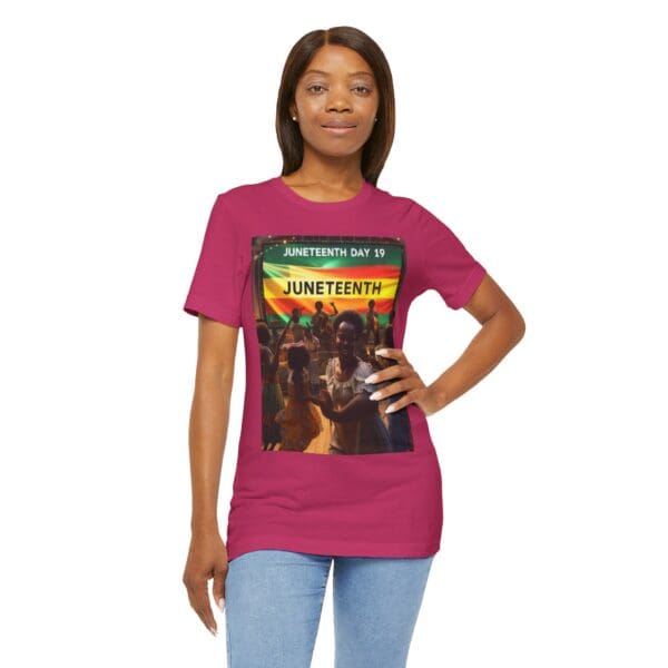 Juneteenth Celebration Tee, Unisex Jersey T-Shirt, Short Sleeve Graphic Tee, Black History Month Shirt, Family Reunion Apparel, Gift [...]"Juneteenth: Freedom Forever, Legacy Unbreakable." - Image 136