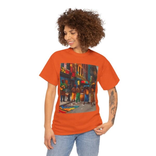 Vibrant Street Art Unisex Heavy Cotton Tee "Strings, Drums, and Stories in Motion. - Image 46