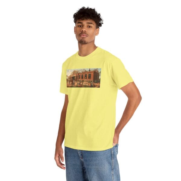 Artistic Unisex Heavy Cotton Tee - Vintage Scene Print "Where Walls Hold Wisdom and Dreams Take Flight." - Image 61