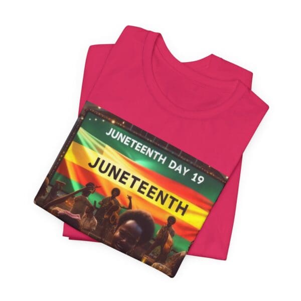 Juneteenth Celebration Tee, Unisex Jersey T-Shirt, Short Sleeve Graphic Tee, Black History Month Shirt, Family Reunion Apparel, Gift [...]"Juneteenth: Freedom Forever, Legacy Unbreakable." - Image 123