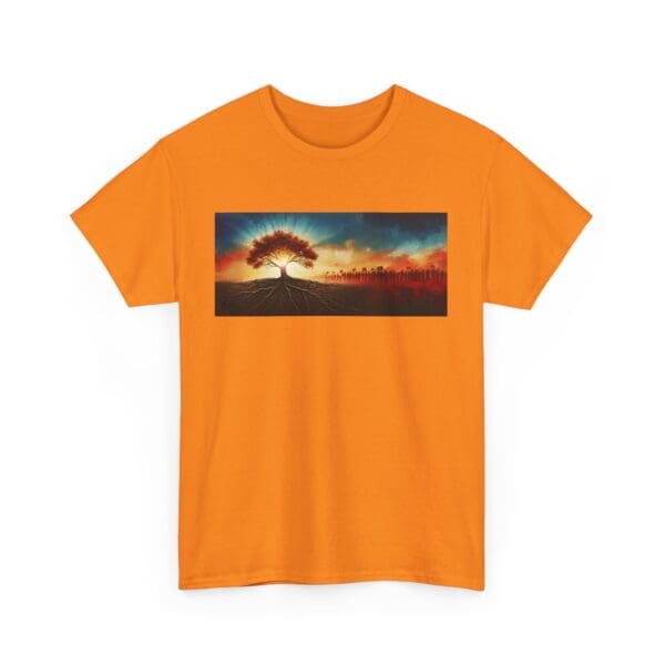 Nature-Inspired Unisex Heavy Cotton Tee with Tree Design "Guided by Resilience. United by Purpose."  "Where Roots R - Image 56