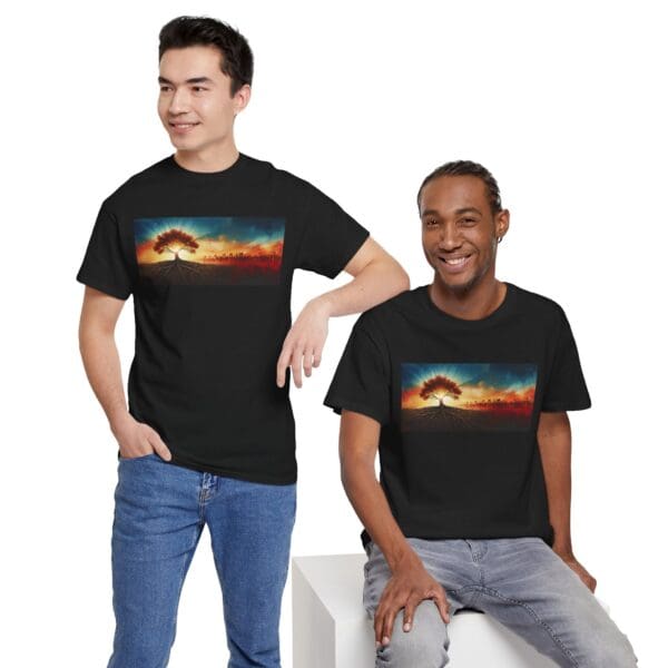 Nature-Inspired Unisex Heavy Cotton Tee with Tree Design "Guided by Resilience. United by Purpose."  "Where Roots R - Image 29