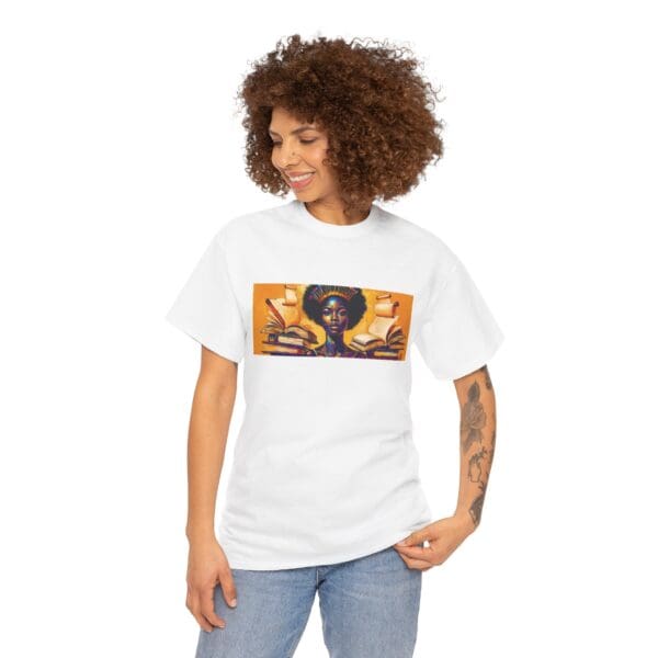 Artistic Unisex Heavy Cotton Tee - Unique Graphic Design  "Afro-Centric. Knowledge-Driven. - Image 6