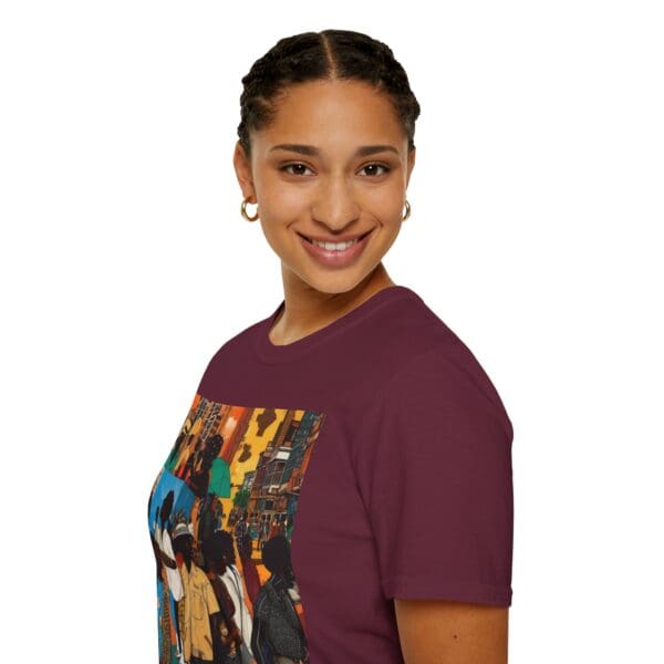 Cultural Vibes Unisex Softstyle T-Shirt - Art Inspired Design The Pulse of the City, The Strength of the Diaspora - Image 45