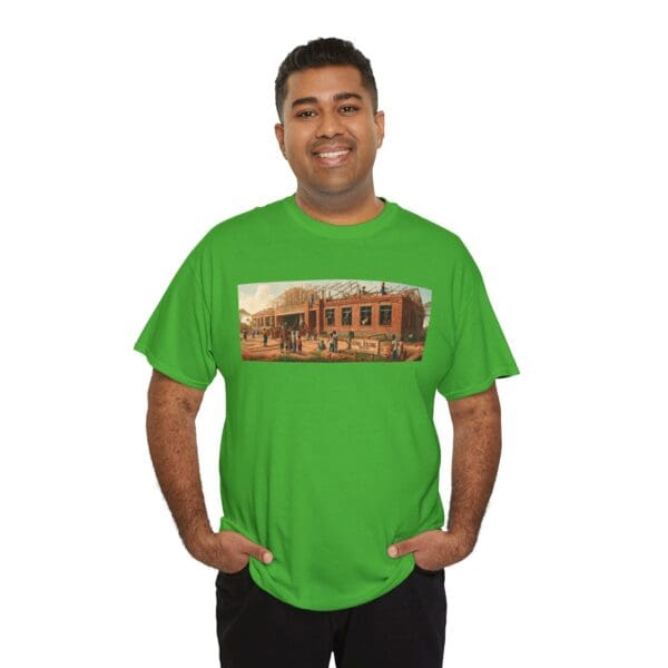 Artistic Unisex Heavy Cotton Tee - Vintage Scene Print "Where Walls Hold Wisdom and Dreams Take Flight." - Image 72