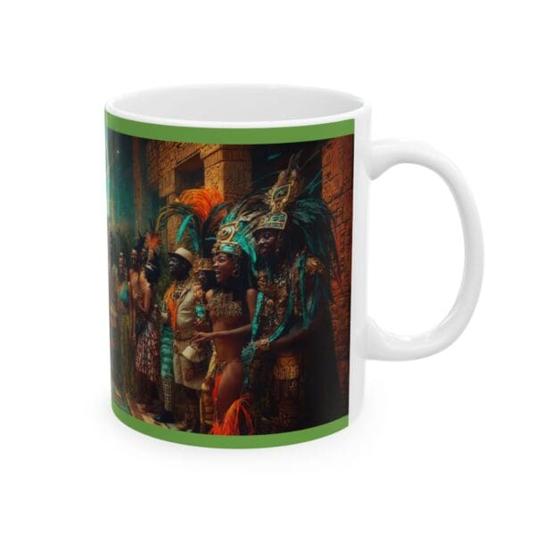 Cultural Celebration Ceramic Mug - 11oz & 15oz | Festive Artwork for Home and Gifts "Royal Hues. Bold History. Unstoppable Spirit." - Image 4
