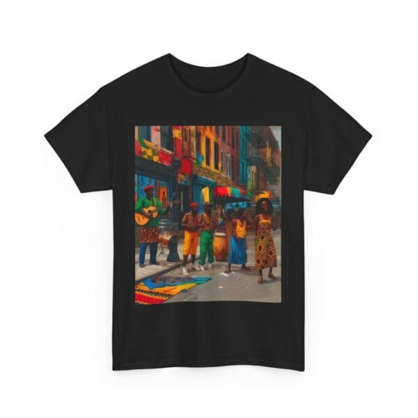 Vibrant Street Art Unisex Heavy Cotton Tee "Strings, Drums, and Stories in Motion. - Image 13