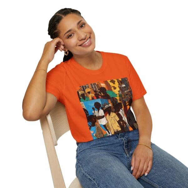 Cultural Vibes Unisex Softstyle T-Shirt - Art Inspired Design The Pulse of the City, The Strength of the Diaspora - Image 38