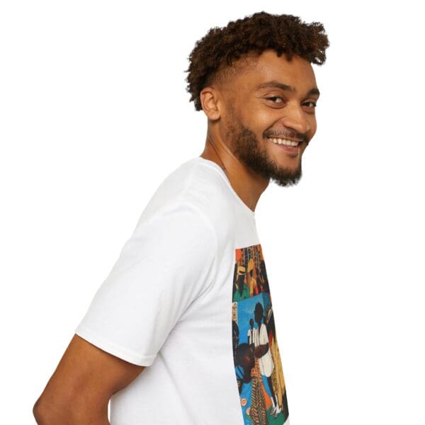 Cultural Vibes Unisex Softstyle T-Shirt - Art Inspired Design The Pulse of the City, The Strength of the Diaspora - Image 7