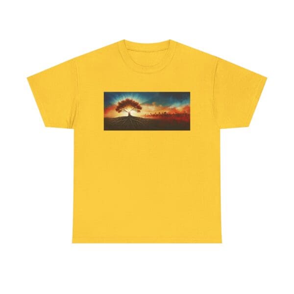 Nature-Inspired Unisex Heavy Cotton Tee with Tree Design "Guided by Resilience. United by Purpose."  "Where Roots R - Image 64