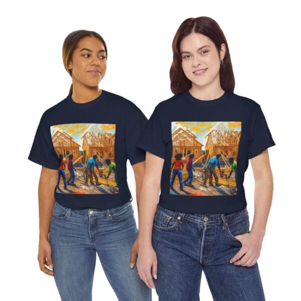 Inspirational Construction Worker Tee - Unisex Heavy Cotton Shirt Raising Walls, Uplifting Communities."  "Built by Us, Built for Us." - Image 118