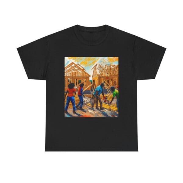 Inspirational Construction Worker Tee - Unisex Heavy Cotton Shirt Raising Walls, Uplifting Communities."  "Built by Us, Built for Us." - Image 11