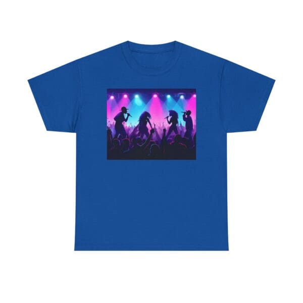 Unisex Heavy Cotton Tee - Vibrant Concert Silhouette Design "Blue & Pink Glow, Hip-Hop Takes Flight." - Image 58