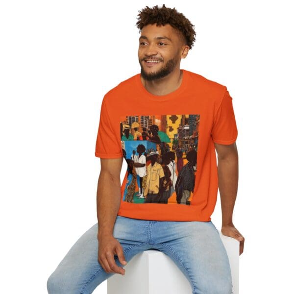 Cultural Vibes Unisex Softstyle T-Shirt - Art Inspired Design The Pulse of the City, The Strength of the Diaspora - Image 40