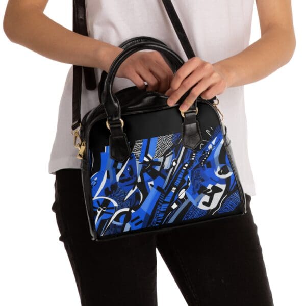 Chic Abstract Shoulder Handbag - Stylish Blue Design - Image 4