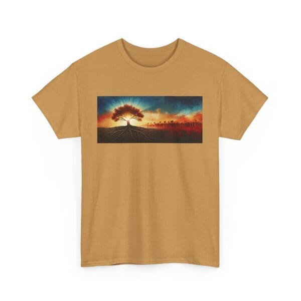 Nature-Inspired Unisex Heavy Cotton Tee with Tree Design "Guided by Resilience. United by Purpose."  "Where Roots R - Image 43