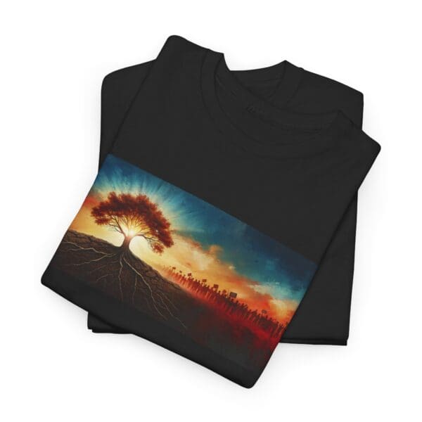 Nature-Inspired Unisex Heavy Cotton Tee with Tree Design "Guided by Resilience. United by Purpose."  "Where Roots R - Image 24