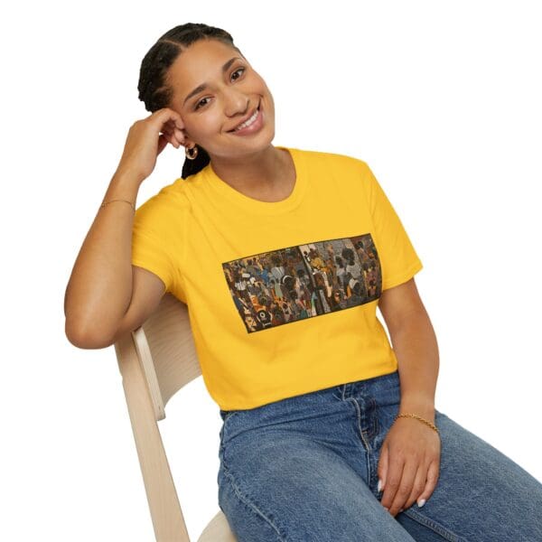 Artistic Unisex Softstyle T-Shirt - Vibrant Community Design "Wear the Movement. Live the Story." - Image 36