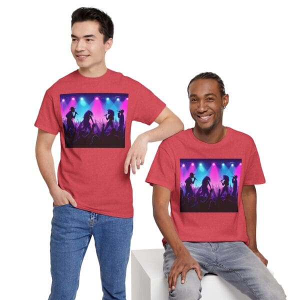 Unisex Heavy Cotton Tee - Vibrant Concert Silhouette Design - Image 117