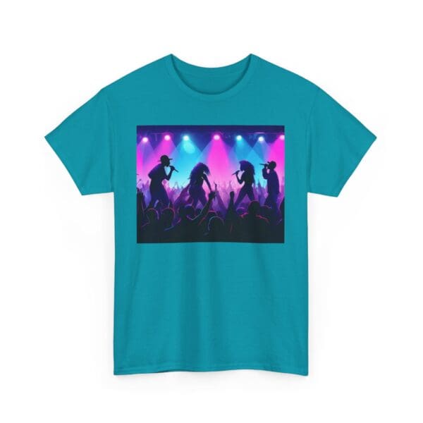 Unisex Heavy Cotton Tee - Vibrant Concert Silhouette Design "Blue & Pink Glow, Hip-Hop Takes Flight." - Image 49