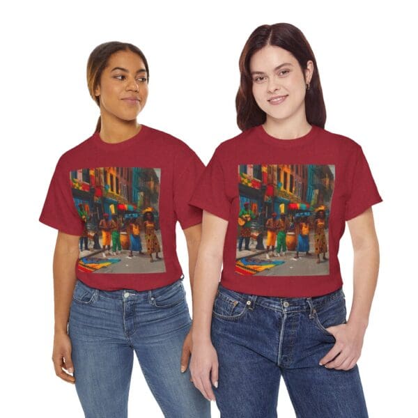 Vibrant Street Art Unisex Heavy Cotton Tee "Strings, Drums, and Stories in Motion. - Image 125