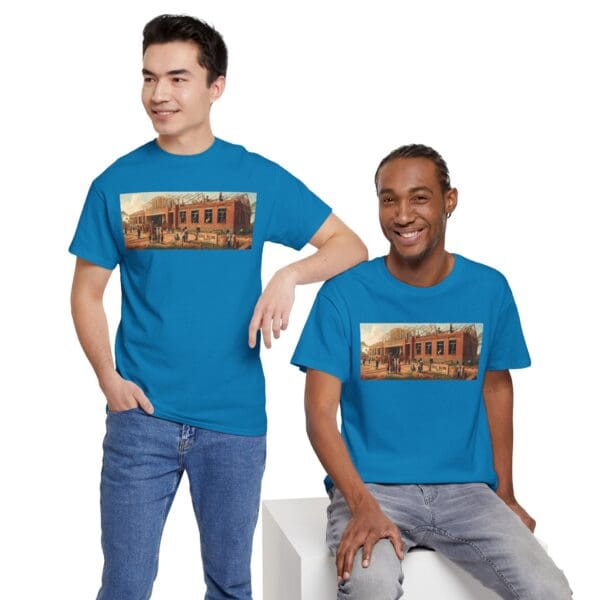Artistic Unisex Heavy Cotton Tee - Vintage Scene Print "Where Walls Hold Wisdom and Dreams Take Flight." - Image 97