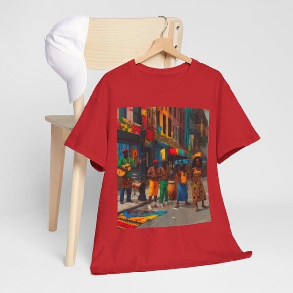 Vibrant Street Art Unisex Heavy Cotton Tee "Strings, Drums, and Stories in Motion. - Image 112