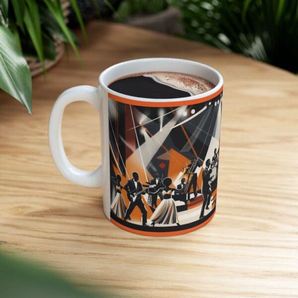 Retro Music Celebration Ceramic Mug, Coffee Lover Gift, Jazz Concert Mug, Gift for Musicians, Coffee or Tea Cup - Image 9