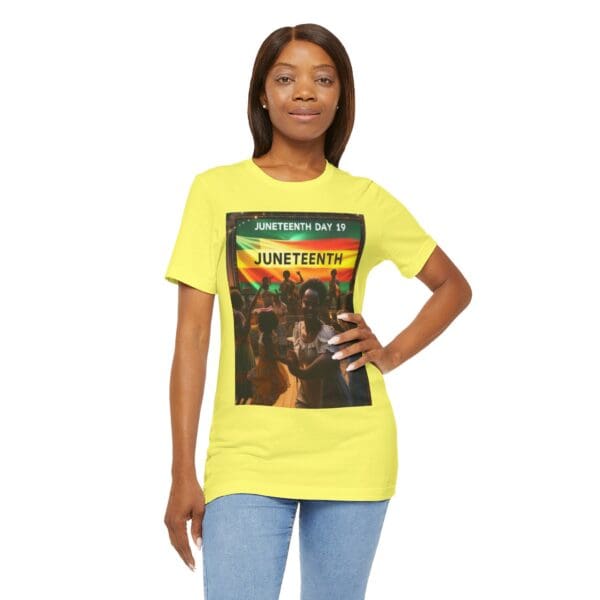 Juneteenth Celebration Tee, Unisex Jersey T-Shirt, Short Sleeve Graphic Tee, Black History Month Shirt, Family Reunion Apparel, Gift [...]"Juneteenth: Freedom Forever, Legacy Unbreakable." - Image 48