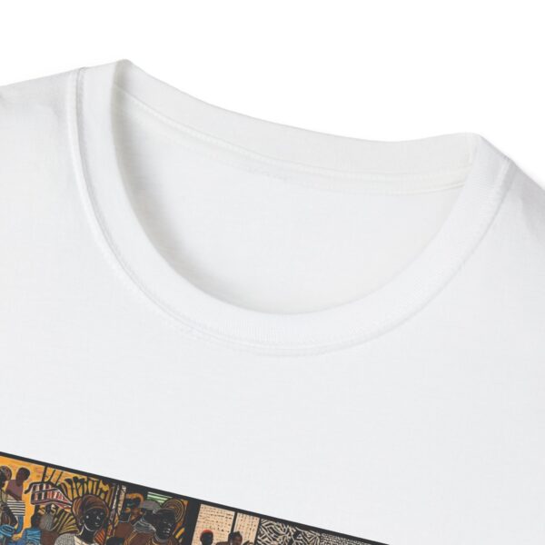 Artistic Unisex Softstyle T-Shirt - Vibrant Community Design "Wear the Movement. Live the Story." - Image 3