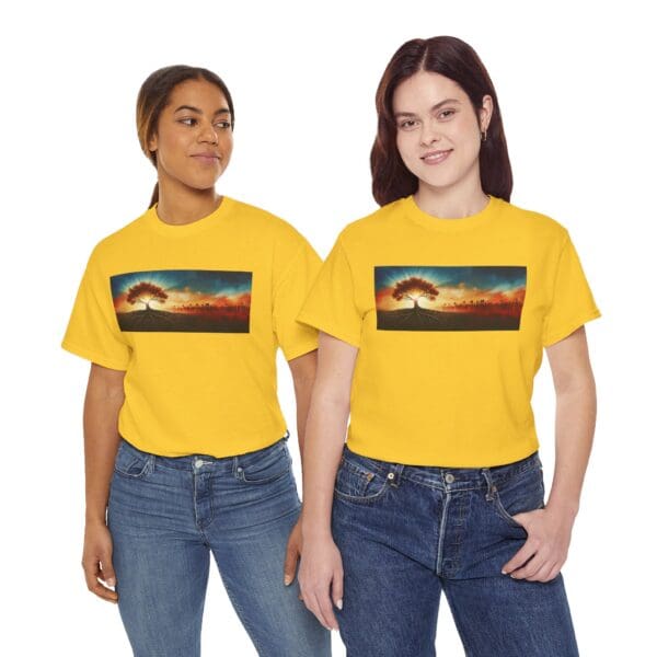 Nature-Inspired Unisex Heavy Cotton Tee with Tree Design "Guided by Resilience. United by Purpose."  "Where Roots R - Image 73