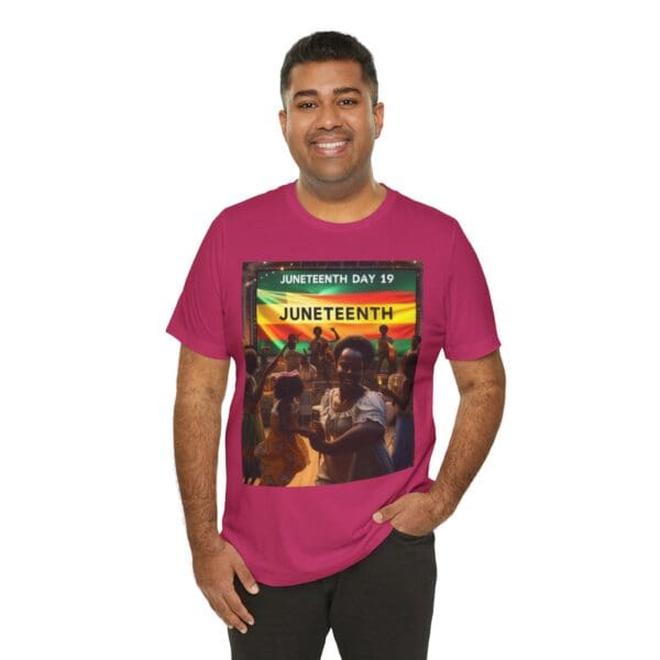 Juneteenth Celebration Tee, Unisex Jersey T-Shirt, Short Sleeve Graphic Tee, Black History Month Shirt, Family Reunion Apparel, Gift [...]"Juneteenth: Freedom Forever, Legacy Unbreakable." - Image 135