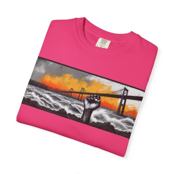 Empowerment Garment-Dyed Unisex T-Shirt - Bold Fist Design Defiant in the Storm, Rising in Strength - Image 146