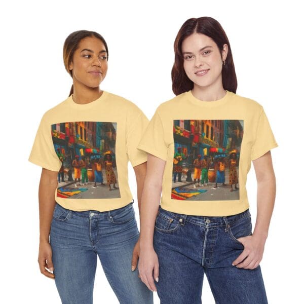 Vibrant Street Art Unisex Heavy Cotton Tee "Strings, Drums, and Stories in Motion. - Image 28