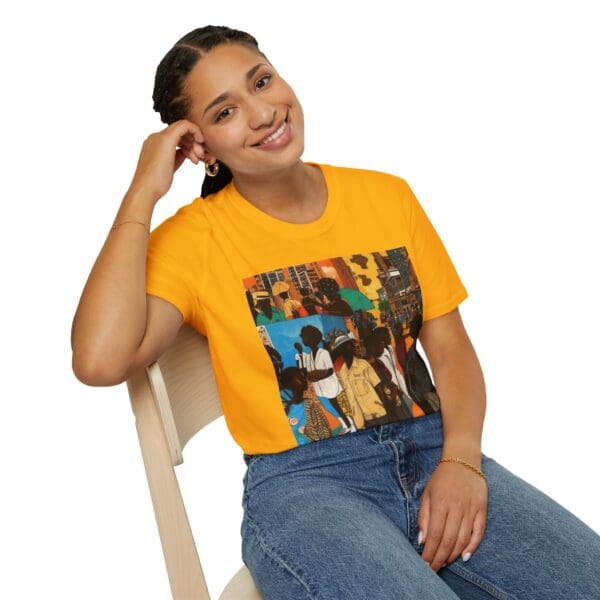 Cultural Vibes Unisex Softstyle T-Shirt - Art Inspired Design The Pulse of the City, The Strength of the Diaspora - Image 30