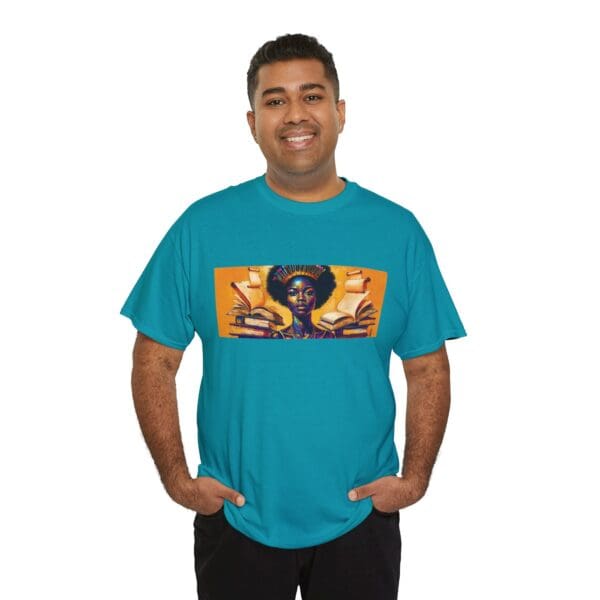 Artistic Unisex Heavy Cotton Tee - Unique Graphic Design  "Afro-Centric. Knowledge-Driven. - Image 78