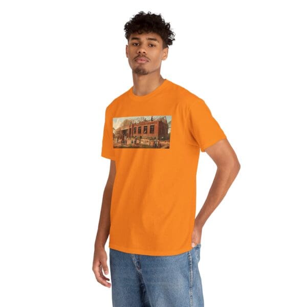 Artistic Unisex Heavy Cotton Tee - Vintage Scene Print "Where Walls Hold Wisdom and Dreams Take Flight." - Image 50