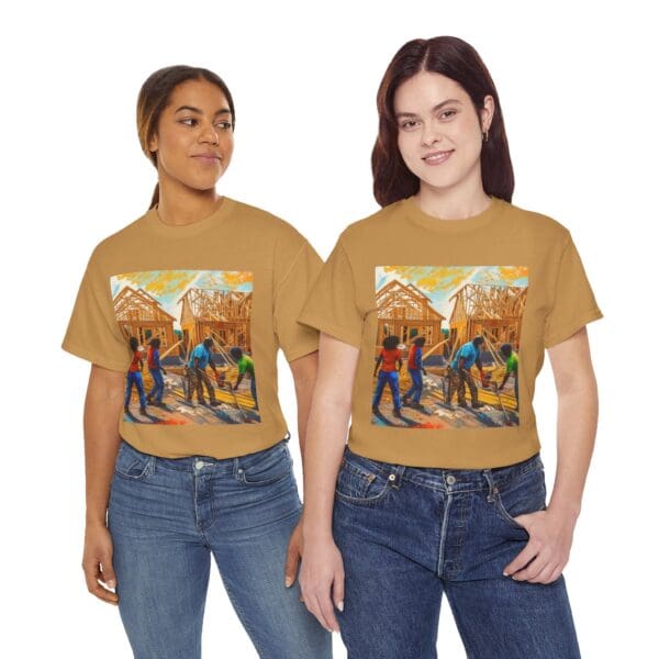 Inspirational Construction Worker Tee - Unisex Heavy Cotton Shirt Raising Walls, Uplifting Communities."  "Built by Us, Built for Us." - Image 30