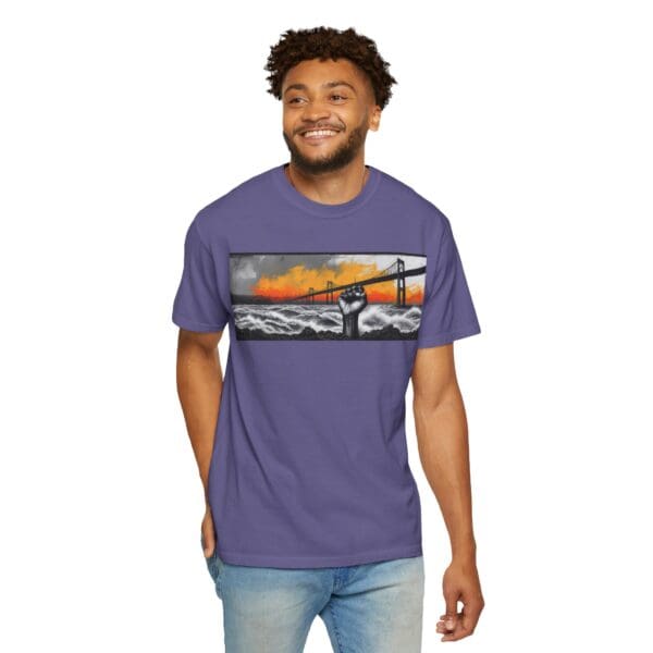 Empowerment Garment-Dyed Unisex T-Shirt - Bold Fist Design Defiant in the Storm, Rising in Strength - Image 130
