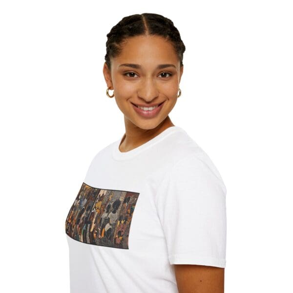 Artistic Unisex Softstyle T-Shirt - Vibrant Community Design "Wear the Movement. Live the Story." - Image 4