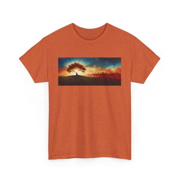 Nature-Inspired Unisex Heavy Cotton Tee with Tree Design "Guided by Resilience. United by Purpose."  "Where Roots R - Image 13