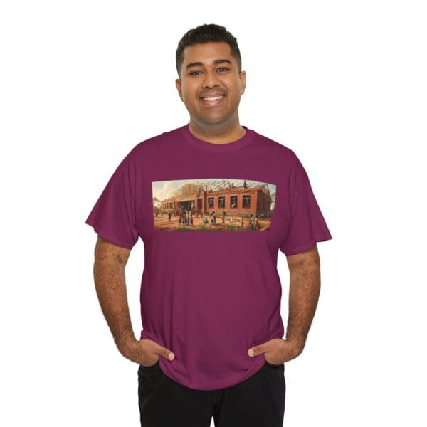 Artistic Unisex Heavy Cotton Tee - Vintage Scene Print "Where Walls Hold Wisdom and Dreams Take Flight." - Image 130