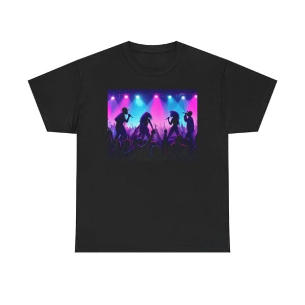 Unisex Heavy Cotton Tee - Vibrant Concert Silhouette Design "Blue & Pink Glow, Hip-Hop Takes Flight." - Image 17