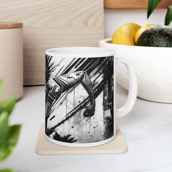Urban Art Ceramic Mug - 11oz & 15oz - Bold Black and White Design crown of thorns design: - Image 8