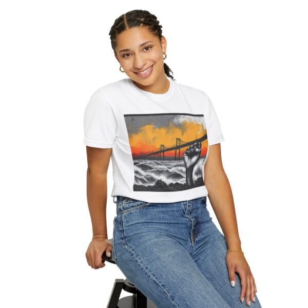 Empowerment Garment-Dyed Unisex T-Shirt - Bold Fist Design - Image 6