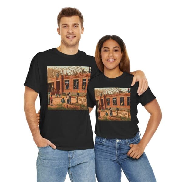 Artistic Unisex Heavy Cotton Tee - Vintage Scene Print - Image 32