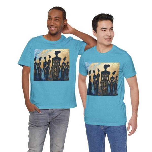 Artistic Unisex Jersey Tee - Colorful Silhouette Design - Image 106