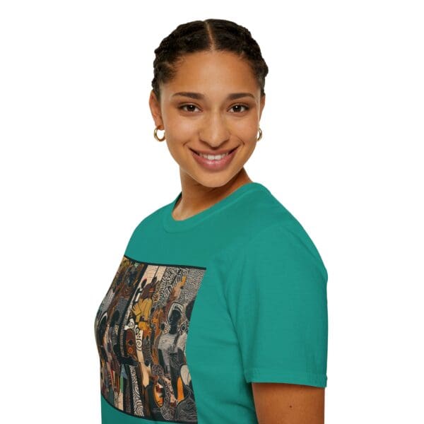 Artistic Unisex Softstyle T-Shirt - Vibrant Community Design - Image 59