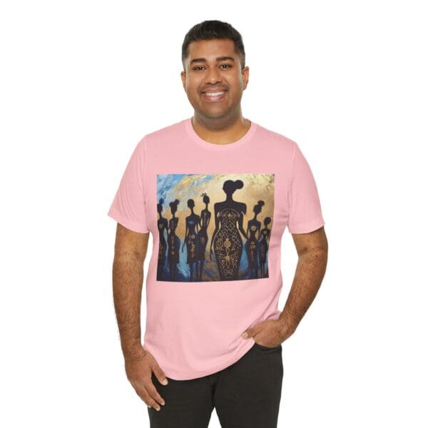 Artistic Unisex Jersey Tee - Colorful Silhouette Design - Image 114