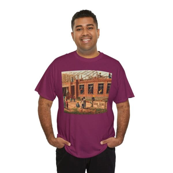 Artistic Unisex Heavy Cotton Tee - Vintage Scene Print - Image 130